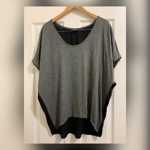 Express Gray Hi- Lo Sheer Mesh Back Top